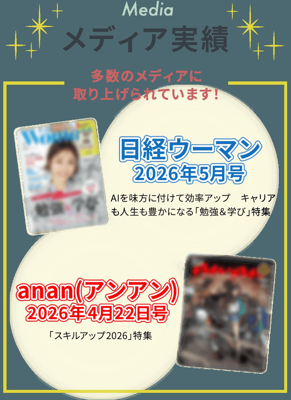 メディア実績：日経ウーマン2026年5月号／anan 2026年4月22日号